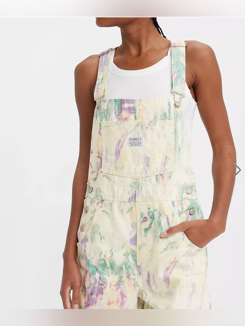 NWT Levi's women's vintage-inspired tie-dye denim shortalls